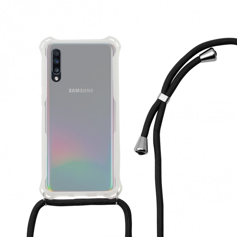 Funda con cordón para Samsung Galaxy A70, Flexible, Negro