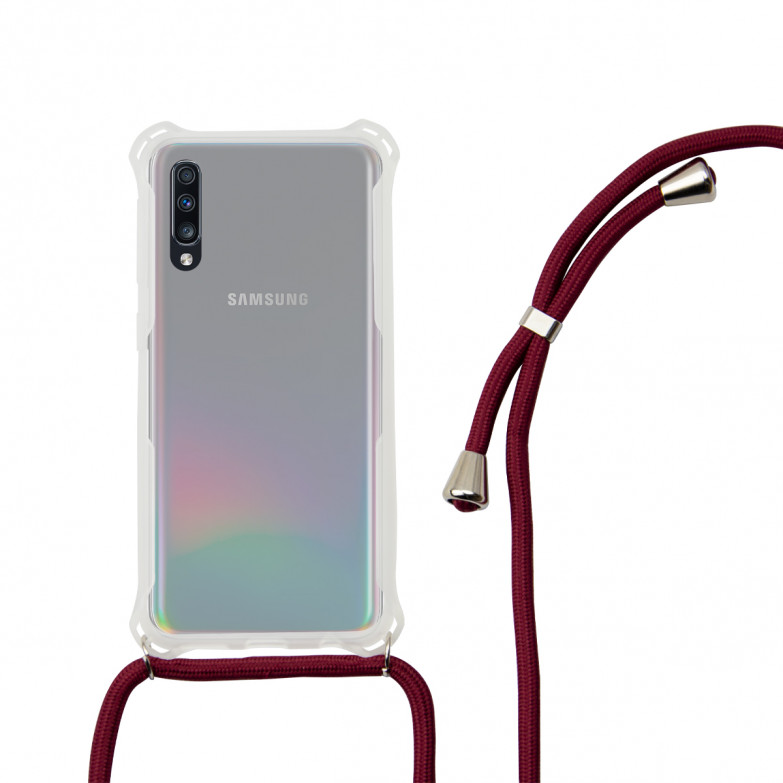 Funda con cordón para Samsung Galaxy A70, Flexible, Rojo
