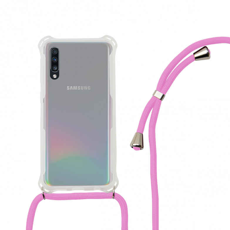 Funda con cordón para Samsung Galaxy A70, Flexible, Rosa