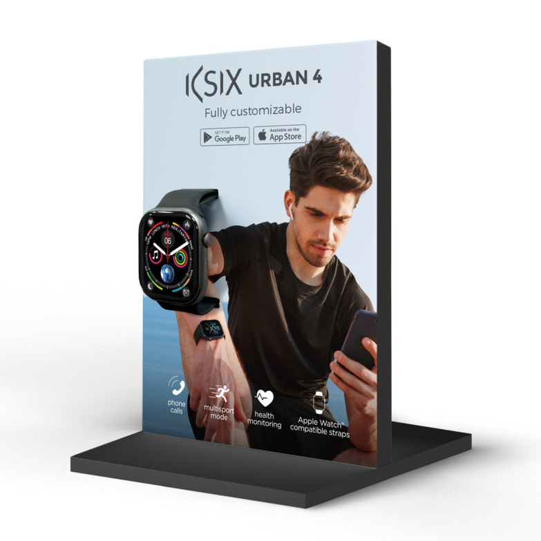 Expositor individual smartwatch Ksix Urban 4, Montaje en segundos, 21 x 14 x 10 cm, PVC