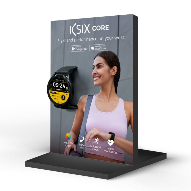 Expositor individual smartwatch Ksix Core, Montaje en segundos, 21 x 14 x 10 cm, PVC