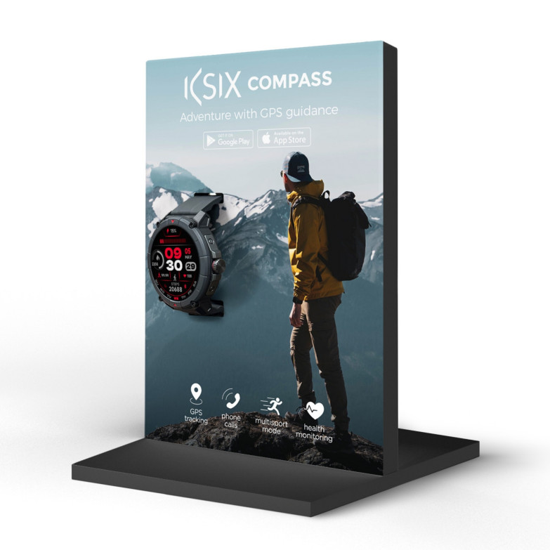 KSIX Compass smartwatch individual display stand, Assembly in seconds, 21 x 14 x 10 cm, PVC