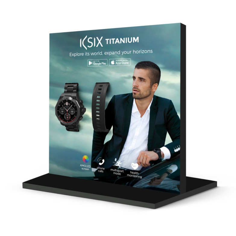 Expositor individual smartwatch Ksix Titanium, Montaje en segundos, 21 x 19 x 10 cm, PVC