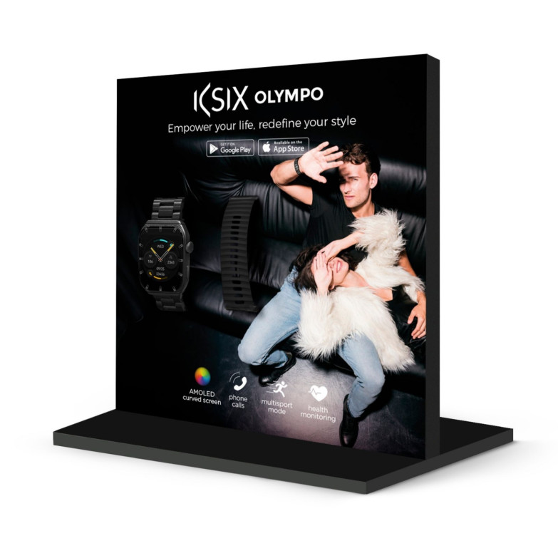 Expositor individual smartwatch Ksix Olympo, Montaje en segundos, 21 x 19 x 10 cm, PVC