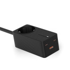 Regleta carga ultra rápida KSIX GaN 65W, PPS, Power Delivery, Multipuerto x4, Cable 1,5 m, Indicador LED, Negro