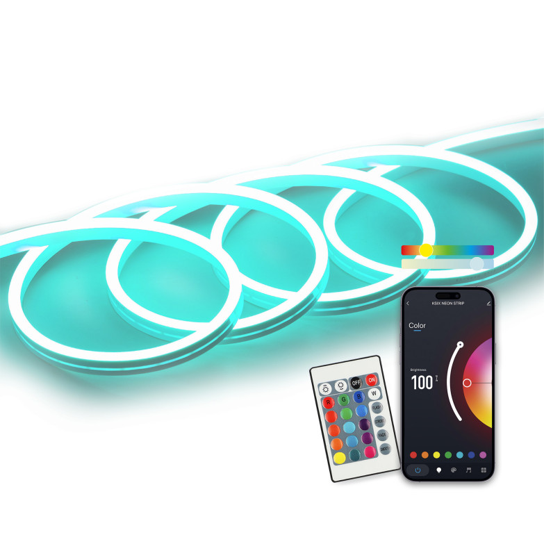 Tira neón SmartLED Ksix 5m, Recortable, 4300 lm, Sincroniza música, App Compatible con Alexa, Google Home, Siri, Colores RGB