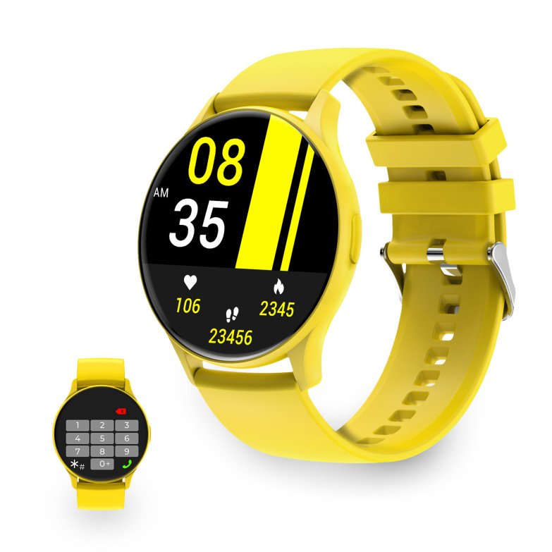 Ksix Core smartwatch, AMOLED 1,43” display, 5 days aut., Health and sport modes, Calls, Voice assistants, Submersible, Yellow