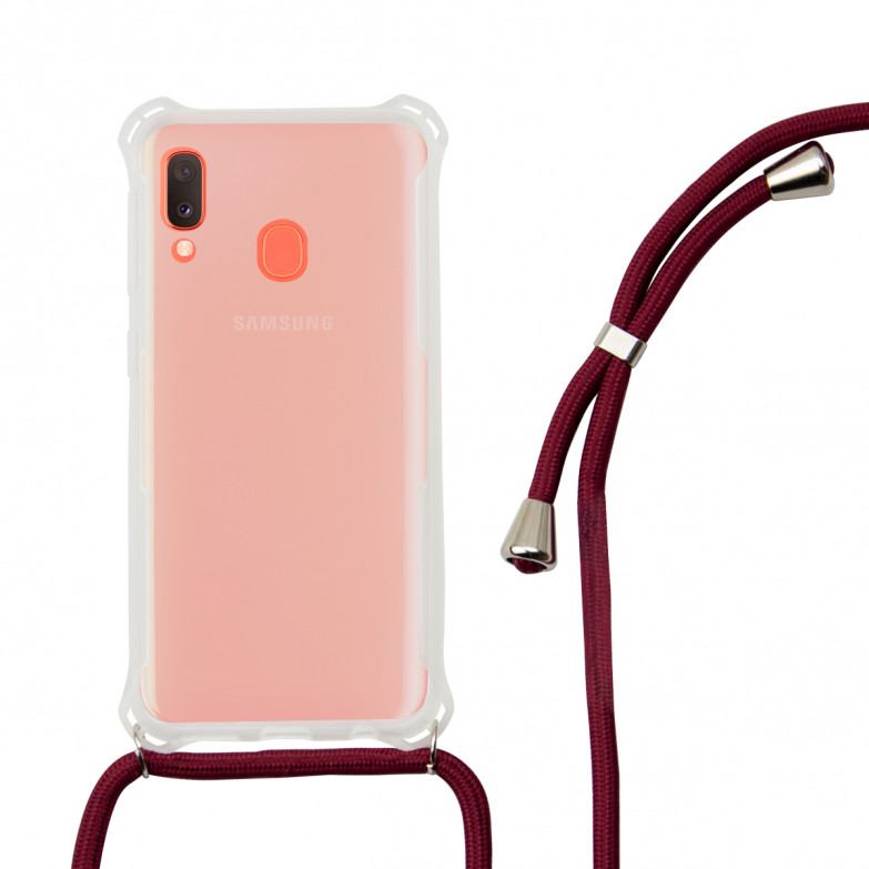 Ksix Lanyard Strap Cover Tpu Transparent For Galaxy A20e Red