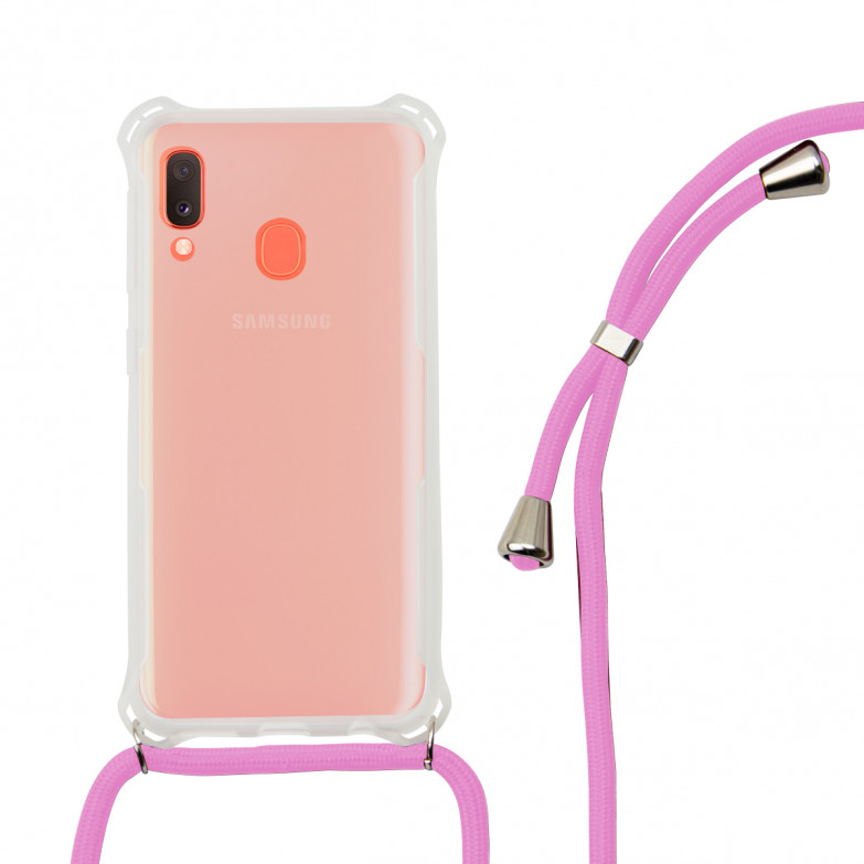 Funda con cordón para Samsung Galaxy A20E, Flexible, Rosa