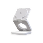 KSIX Cube 3in1 15W wireless charger, Foldable, MagSafe & Qi Compatible, Apple Watch & AirPods, White