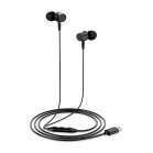 Contact wired earphones, USB-C, 120cm, Compatible Android + iPhone 15 and post, Calling, Multifunction button, Black