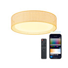 KSIX Bohemia SmartLED ceiling light, Rattan design, 3W speaker, RGBIC + CCT, Ø46 cm, 4,000 lm, 35 W, Tuya App, White