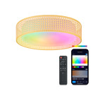 KSIX Bohemia SmartLED ceiling light, Rattan design, 3W speaker, RGBIC + CCT, Ø46 cm, 4,000 lm, 35 W, Tuya App, White