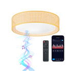 Plafón SmartLED KSIX Bohemia, Diseño ratán, Altavoz 3W integrado, RGBIC + CCT, Ø46 cm, 4.000 lm, 35 W, App Tuya, Blanco