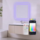 KSIX Aqua Smart Mirror, Anti-fog 70x70 cm, Built-in Speaker, RGB + Warm White, 1,300 lm, 36 W, Tuya App
