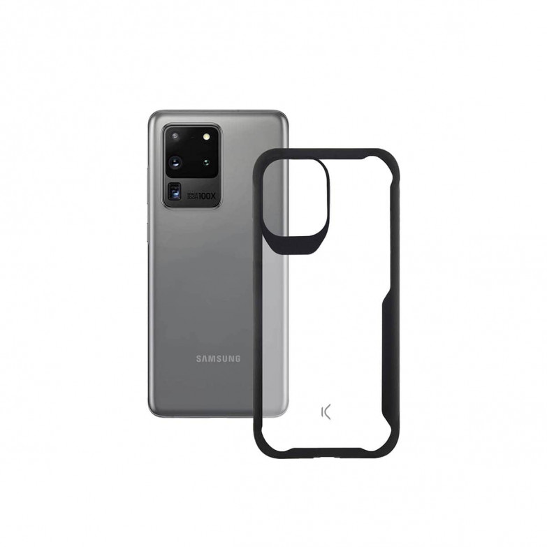 Funda para Samsung Galaxy S20 Ultra, Semirrígida, Transparente, Negro