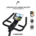 Bicicleta estática indoor HEAD, Pantalla LED, Compatible Kinomap, Zwift, 32 niveles, Negro