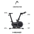 Bicicleta estática indoor HEAD, Pantalla LED, Compatible Kinomap, Zwift, 32 niveles, Negro