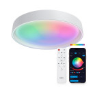 Plafón SmartLED KSIX Helios, Diseño redondo, Altavoz, RGBIC + CCT, Ø40x10cm, 3400 lm, 25,5W, App Tuya, Blanco