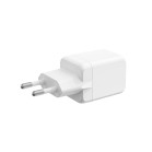 Cargador de red KSIX 20W, GaN, PPS, Power Delivery, Materiales sostenibles, 1 x USB-C + 1 x USB-A, Blanco