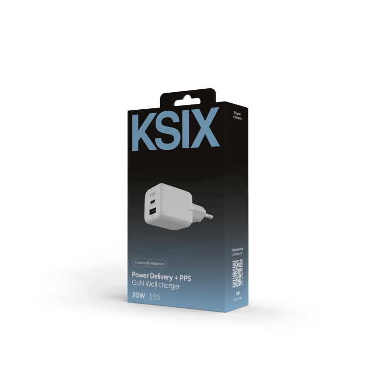 Cargador de red KSIX 20W, GaN, PPS,... Cargador de red KSIX 20W, GaN, PPS,...