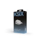KSIX 20W Wall Charger, GaN, PPS, Power Delivery, Sustainable materials, (1 x USB-C + 1 x USB-A), White
