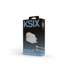Cargador de red KSIX 30 W, PPS, Power Delivery, Carga ultra rápida, USB-C + Cable USB-C a USB-C 60 W, 1 m, Blanco