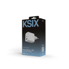 Cargador de red KSIX 45W, GaN, PPS, Power Delivery, Materiales sostenibles, 1 x USB-C + 1 x USB-A, Blanco