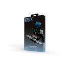 Cargador inalámbrico KSIX 3en1 15W, Carga rápida simultánea, Para smartphones Qi, Apple Watch y AirPods, Cargador+Cable, Negro