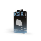 KSIX 20W wall charger, Power Delivery, Ultra fast charge, USB-C + 1 m USB-C to USB-C cable, White
