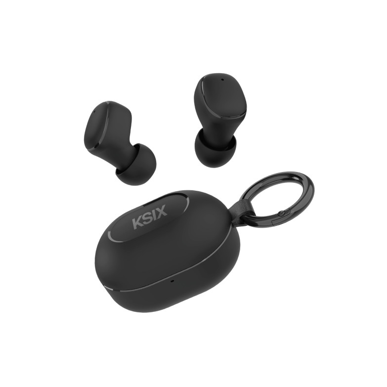 Auriculares inalámbricos KSIX Neutron, USB-C, Diseño Compacto, Mosquetón, 4h+16h auto., Llamadas, Negro