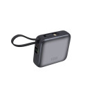 Powerbank KSIX 10.000 mAh, Carga rápida 22,5W Power Delivery, Cables integrados USB-C y Lightning, Pantalla LED, Gris