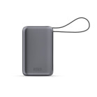 Powerbank KSIX 30.000 mAh, Carga Rápida 65W PD, Carga portátiles, Cable integrado USB-C, Pantalla LED, Gris