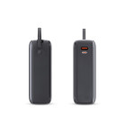 Powerbank KSIX 30.000 mAh, Carga Rápida 65W PD, Carga portátiles, Cable integrado USB-C, Pantalla LED, Gris