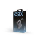 Powerbank KSIX 10.000 mAh, Carga rápida 22,5 W PD, Carga simultánea, Cable Convertible USB-C + lazo, Pantalla LED, Negro