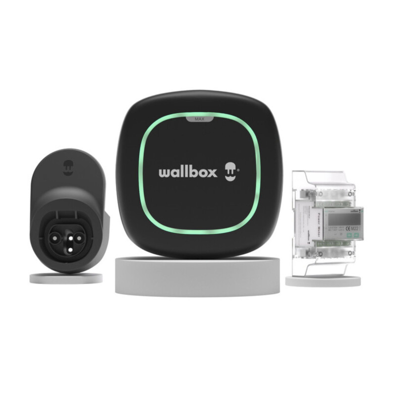 Kit cargador Wallbox Pulsar MAX coche eléctrico e híbrido, 22kW, Trifásico, Tipo 2, Cable 5m, App MyWallbox, PowerSharing, Negro