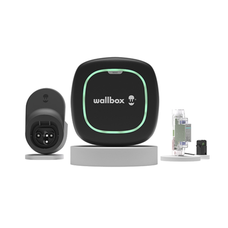 Wallbox Pulsar MAX electric car charger kit, 7.4kW, Single-phase, Type 2, 5m cable, MyWallbox App, Power Sharing, Black