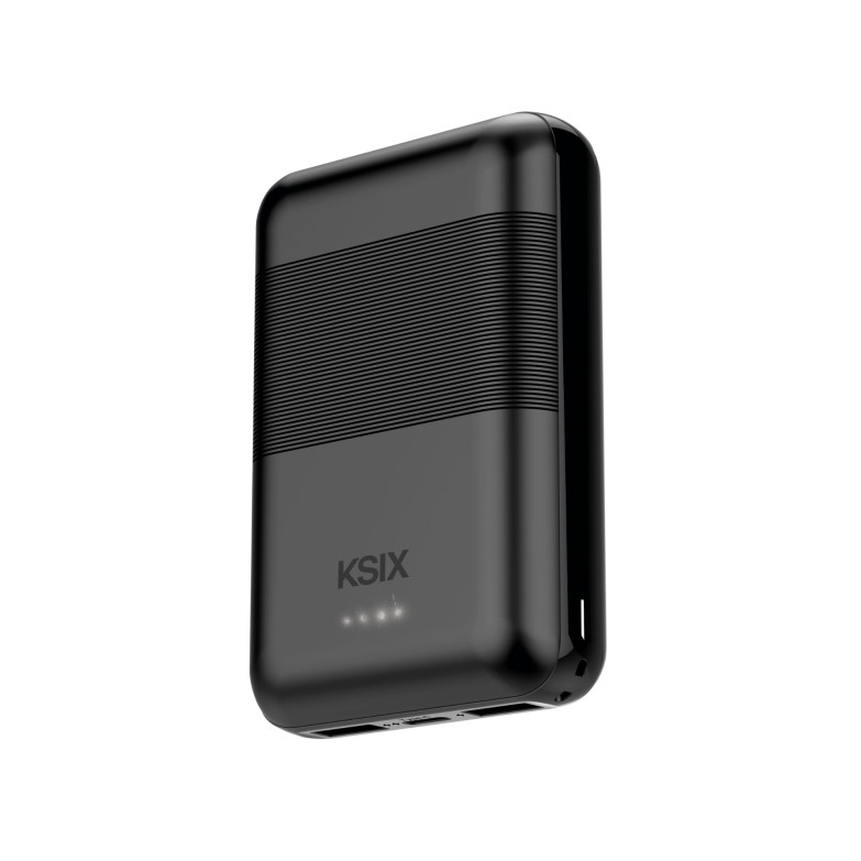 KSIX Mini powerbank, 10,000 mAh, Lithium polymer, 10 W, USB-A to USB-C  cable included, Simultaneous charging, Black