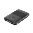 Powerbank KSIX Slim 5.000 mAh, Polímero de litio, 10 W, Cable USB-A a USB-C incluido, Carga simultánea, Negro