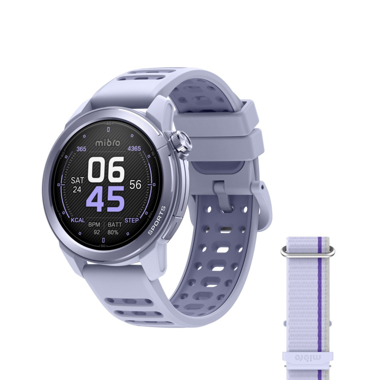 Smartwatch Mibro GS Active 2, GPS, Pantalla AMOLED 1.32’’, Autonomía 20 días, 5 ATM, Modos deporte y salud, Lila