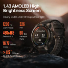 Mibro GS Pro 2 Smartwatch, Padel statistics, GPS, 5ATM, 1.43" AMOLED screen, 20-day battery life, Grey