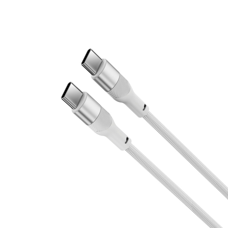 Cable de carga y datos KSIX, 1m, USB-C a USB-C KSIX, Carga ultrarrápida 60W, Trenzado resistente, Blanco