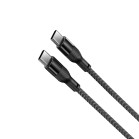 KSIX USB-C to USB-C charge and data cable 60W, Braided, Aluminium alloy, 1 m, Black
