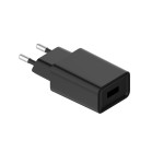 Contact 10W wall charger, USB-A + 1 m USB-A to USB-C cable, Black