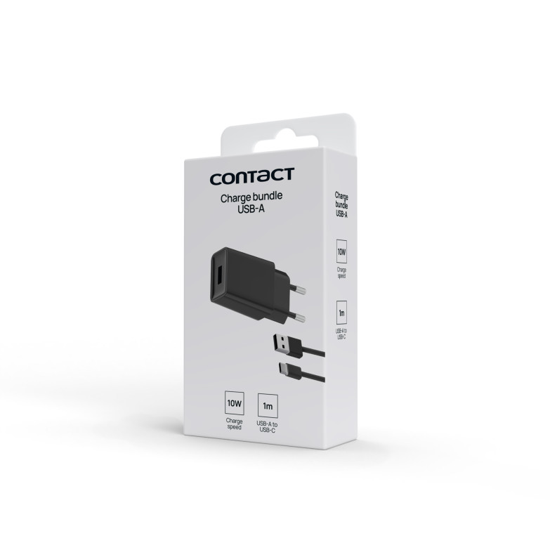 Contact 10W wall charger, USB-A + 1 m... Contact 10W wall charger, USB-A + 1 m...
