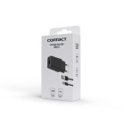Contact 10W wall charger, USB-A + 1 m USB-A to USB-C cable, Black